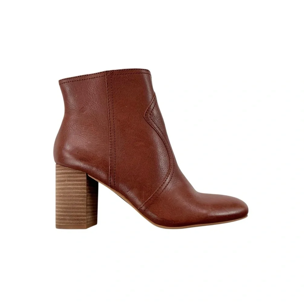 NWT LUCKY BRAND Leather Sheirin Ankle Boot Bootie Western Cognac Brown Size 7.5